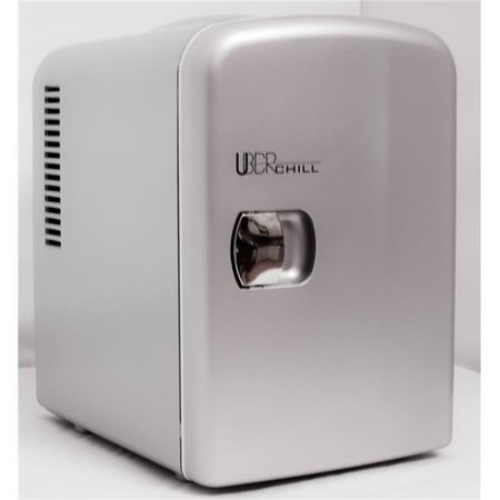 UBER APPLIANCE Uber Appliance UB-CH1-SILVER Chill 6 Can Retro Personal Mini Fridge for Bedroom; Office or Dorm - Silver UB-CH1-SILVER